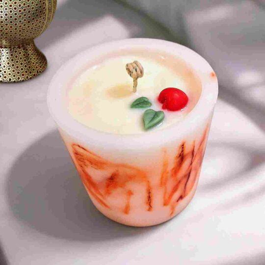 VELA FANAL CILÍNDRICA MARMOLEADA "CHERRY BLOSSOM".