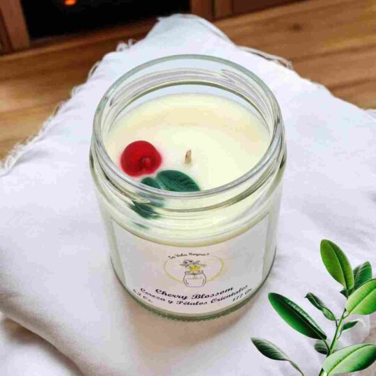 Vela Frasco Krystal con Tapa "CHERRY BLOSSOM".