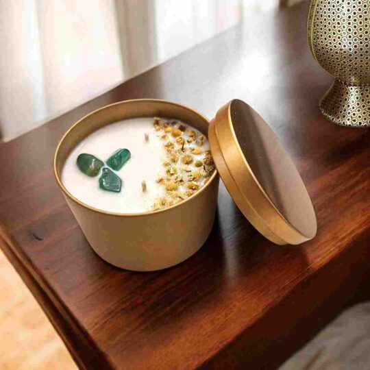 VELA DE LATA "FLOR DE MANZANILLA".