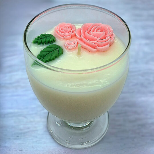 VELA COPA DE VIDRIO JARDÍN DE ROSAS